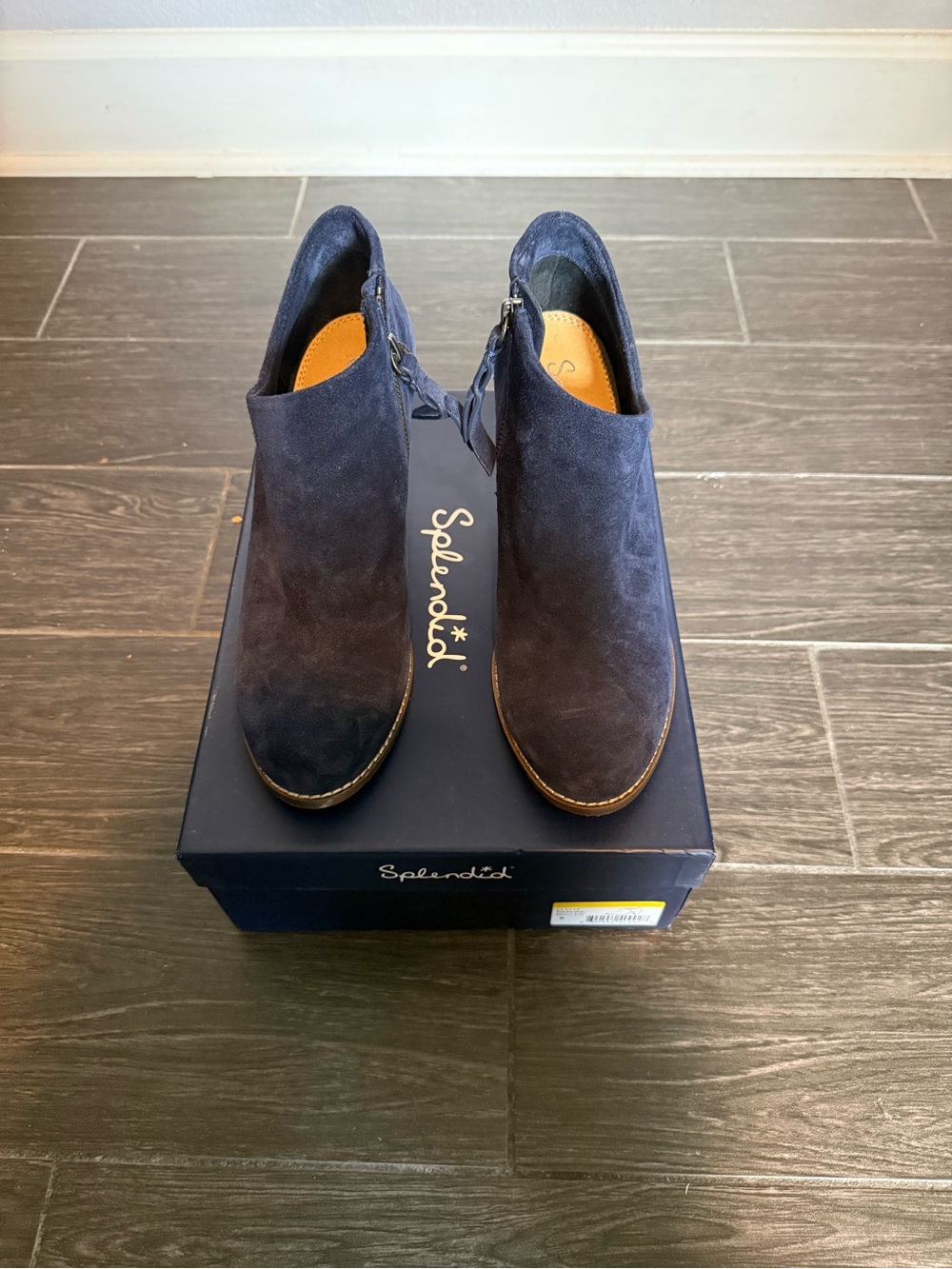 Splendid Navy Suede Bootie with Side Zip